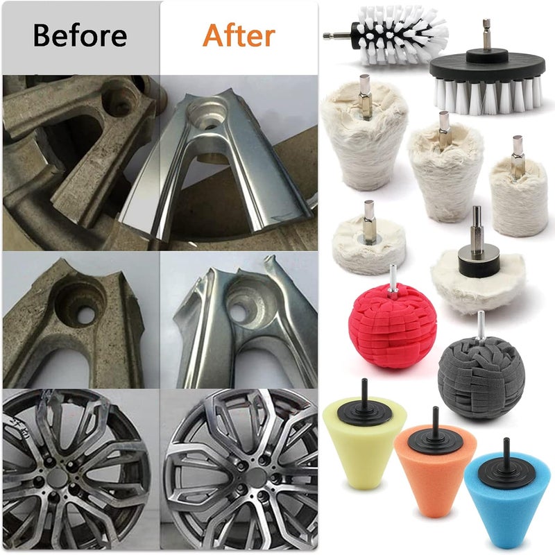 Medoon Polishing Pad Buffing Wheel Kit 12 Pack, Polishing Ball for Drill,for Car Care Metal Aluminum Stainless Steel Chrome Wood Plastic Ceramic Glass Woods Fabric Cotton Machine Jewelry - Image 4